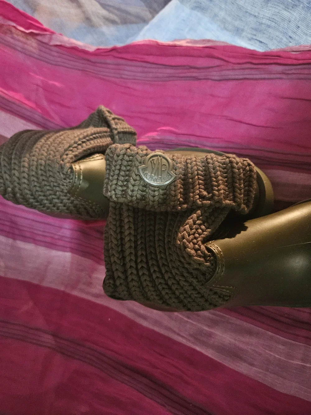 Moncler Black Knit-Cuff Waterproof Ankle Boots. NWOB. NEVER BEEN WORN.